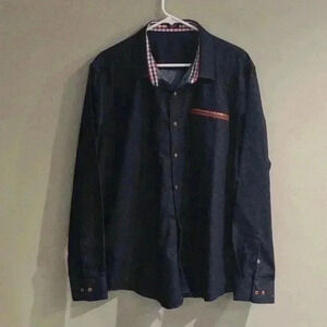 Coofandy Mens Xlg long sleeve dark blue button down Shirt